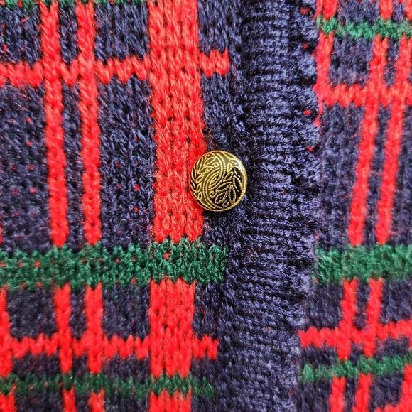 Hasting & Smith Sweater Women SP Red Plaid Knit Cardigan Button Pockets Long Slv - Picture 5 of 9